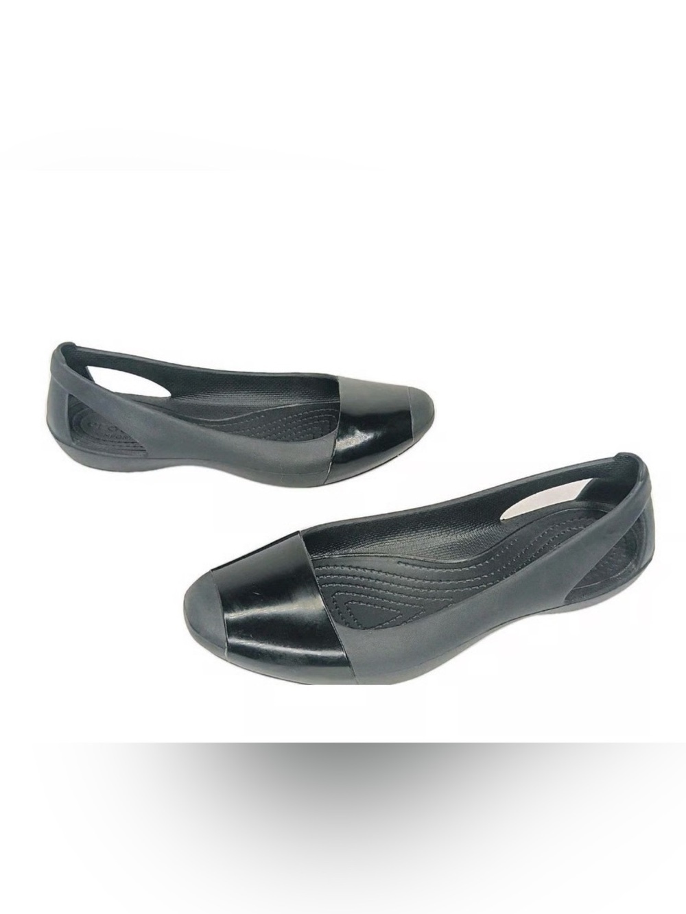CROCS Women's Black Slip-On Cap-Toe Flats